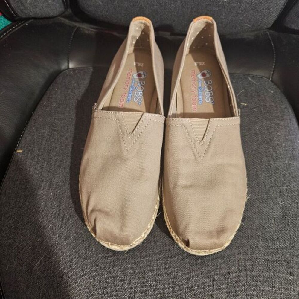 BOBS by‎ Skechers Memory Foam Slip-On Espadrilles Beige Casual Comfort Shoes